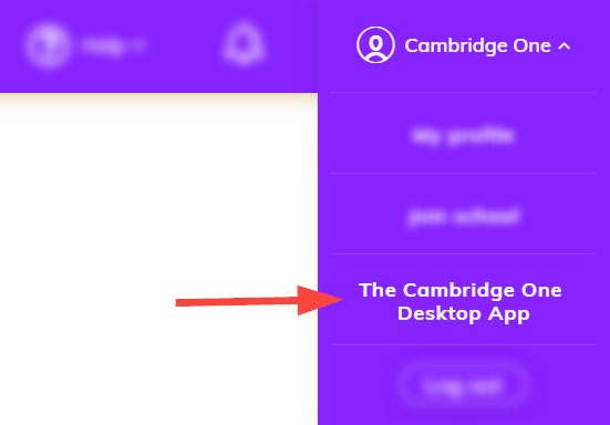 Screenshot highlighting The Cambridge One Desktop App button