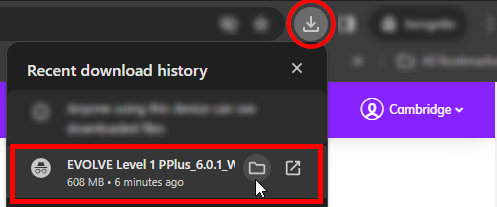 Screenshot highlighting the downloaded Test Generator installer