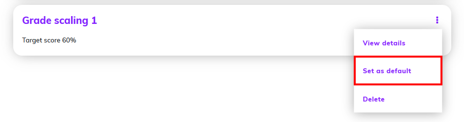 Screenshot showing the drop-down menu next to a grading scale, highlighting the 'set as default' option.png