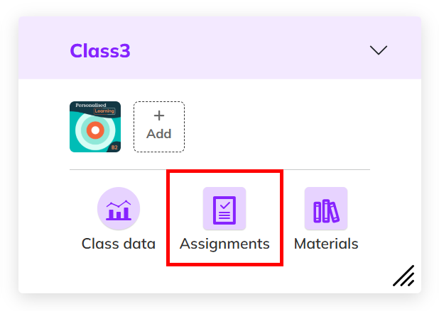 Screenshot of a class with Personalised Learning highlighting 'Assignments'